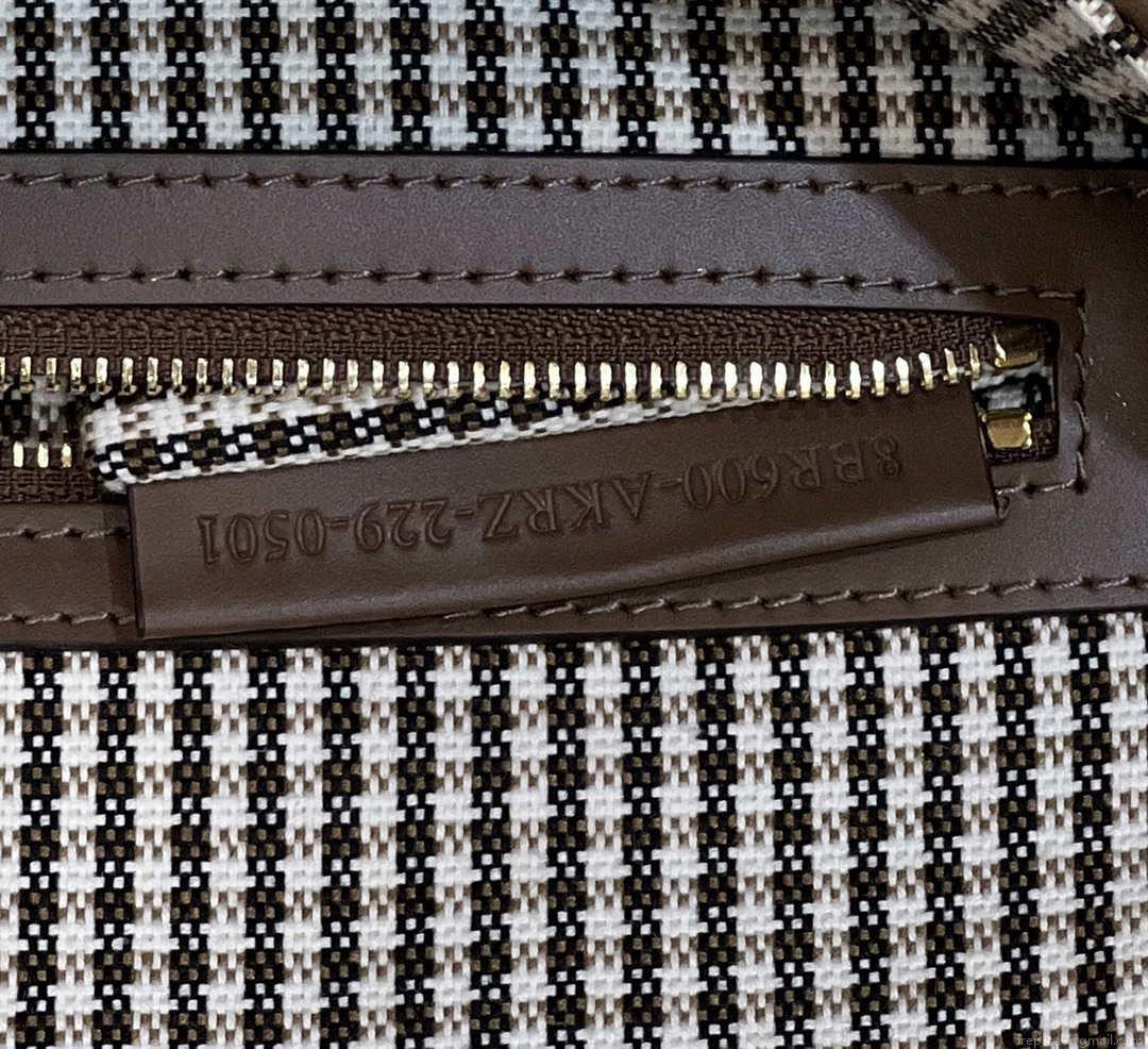 Fendi 8BR600 Baguette Brown houndstooth wool bag with FF embroidery