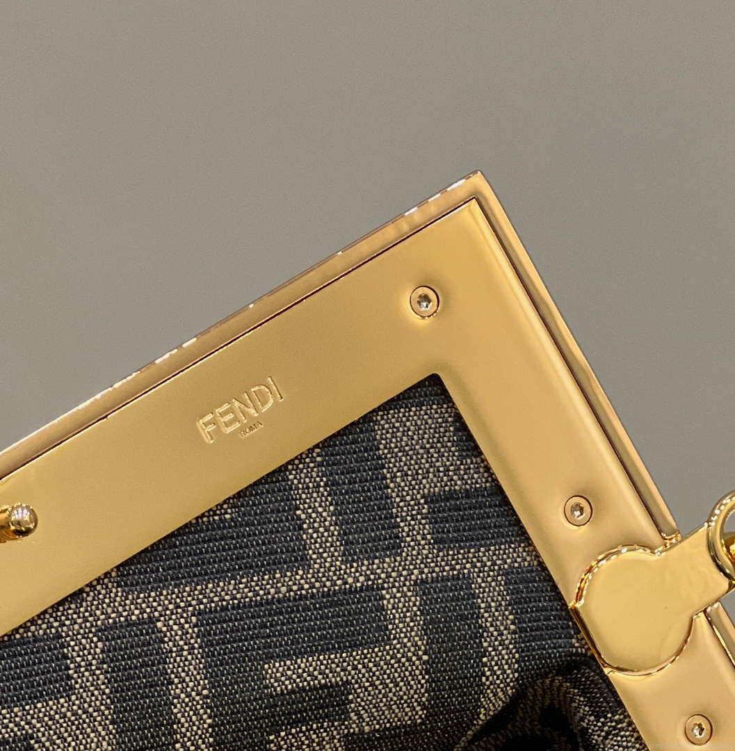 Fendi 8BP129 Fendi First Small Rose Red Gold-colored leather and sequinned bag 80066