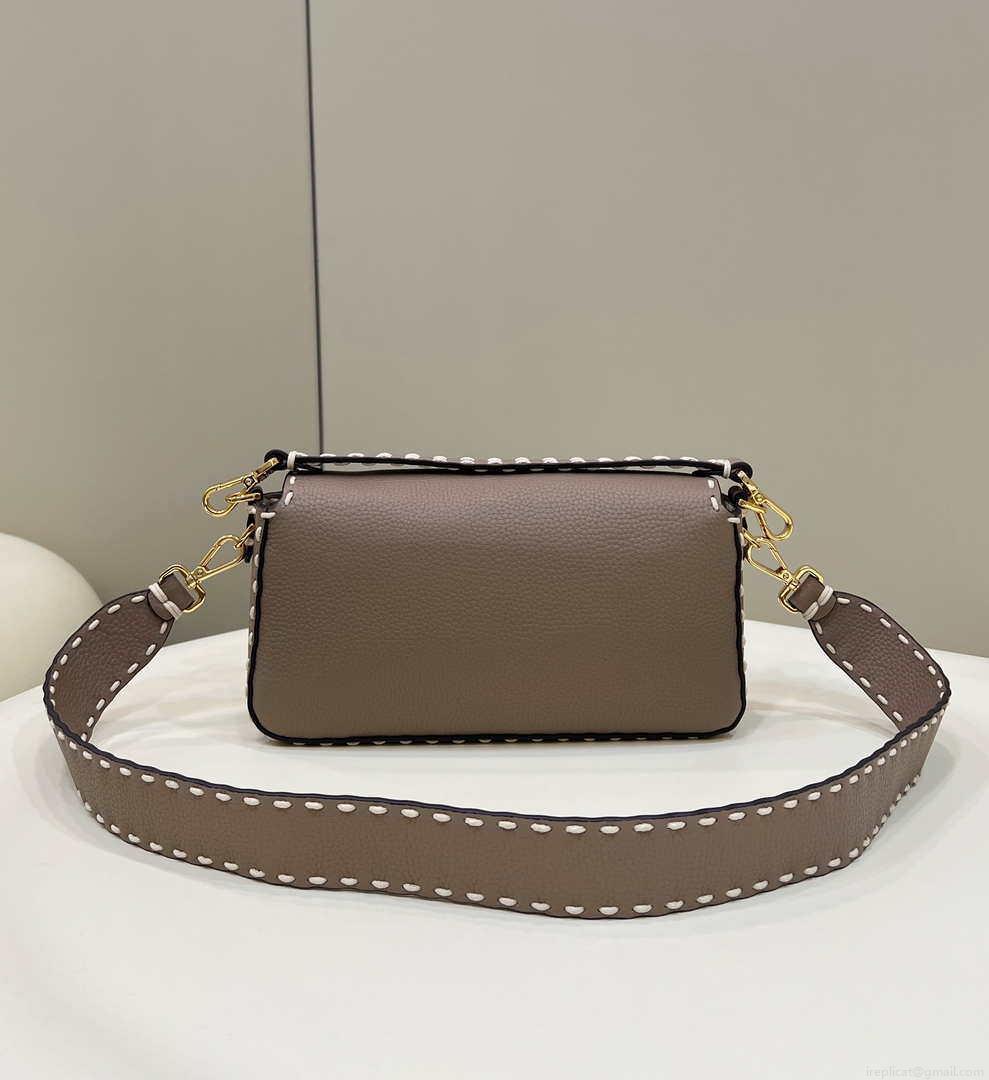 Fendi 8BR600 Baguette Gray full grain leather bag 8393