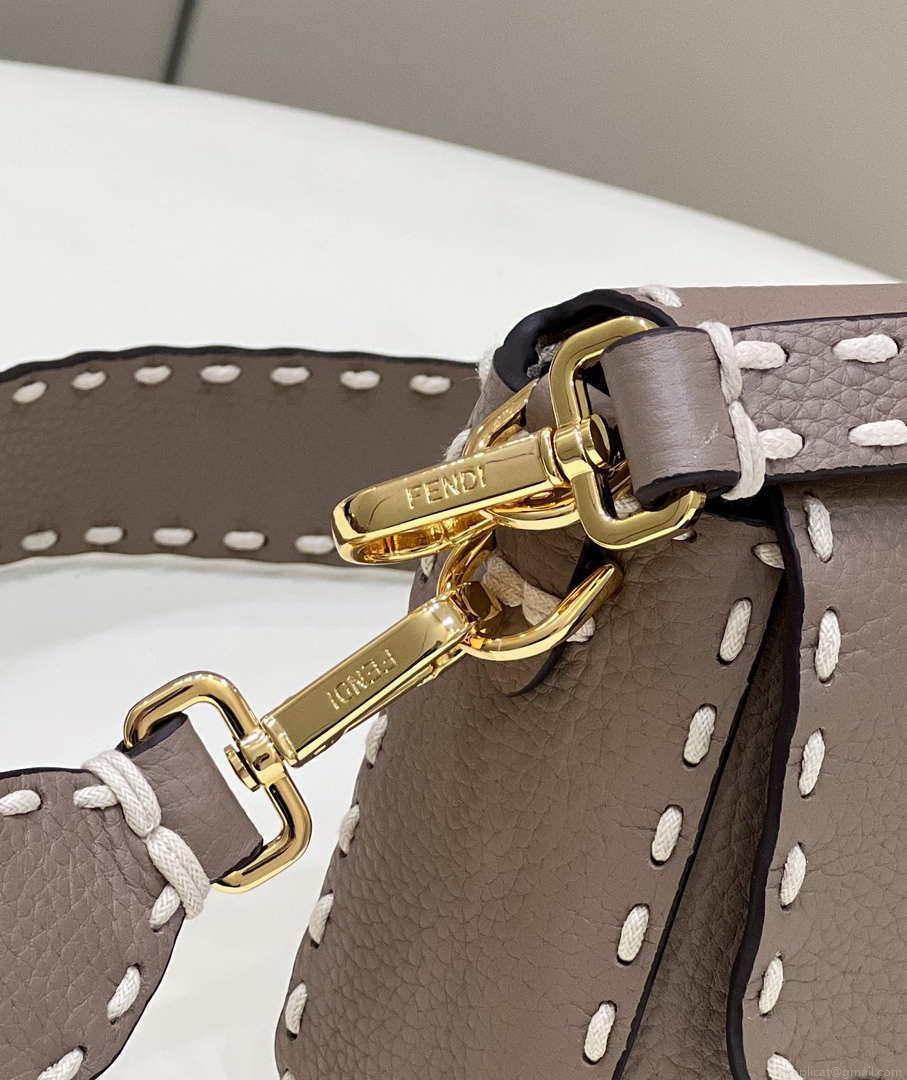 Fendi 8BR600 Baguette Gray full grain leather bag 8393