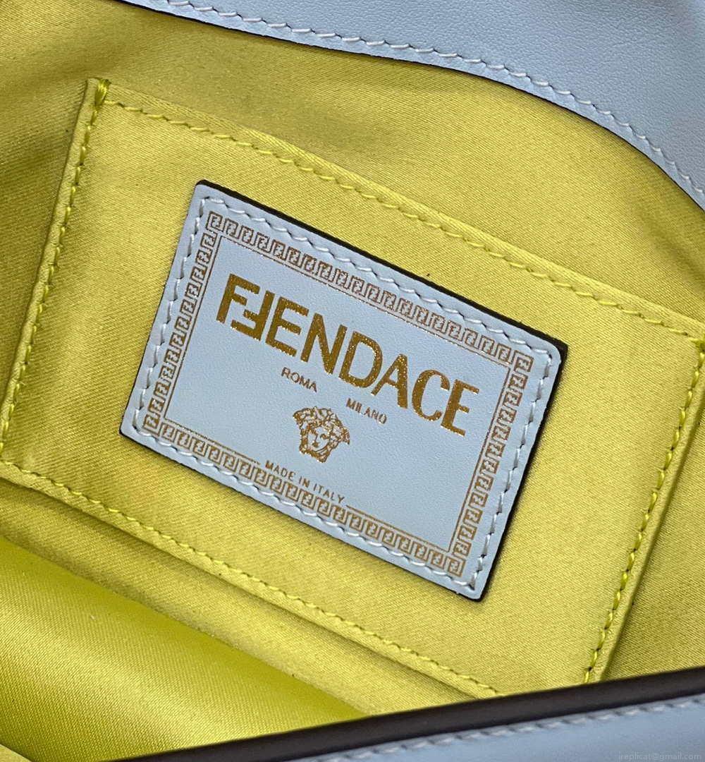 Fendi 8BR801 Baguette brooch Fendace Blue leather 8563 bag