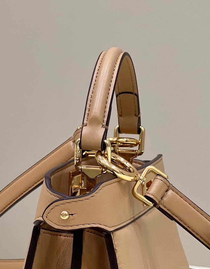 Fendi 8BN335 Peekaboo ISeeU Petite Apricot Padded Nappa Leather Bag