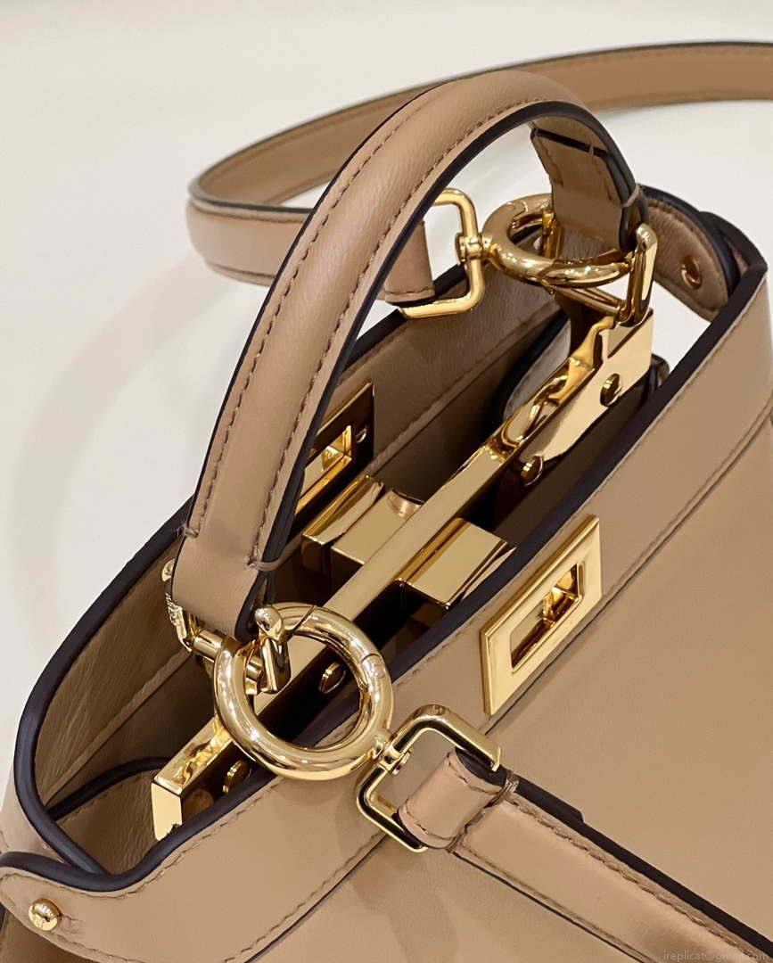 Fendi 8BN335 Peekaboo ISeeU Petite Apricot Padded Nappa Leather Bag