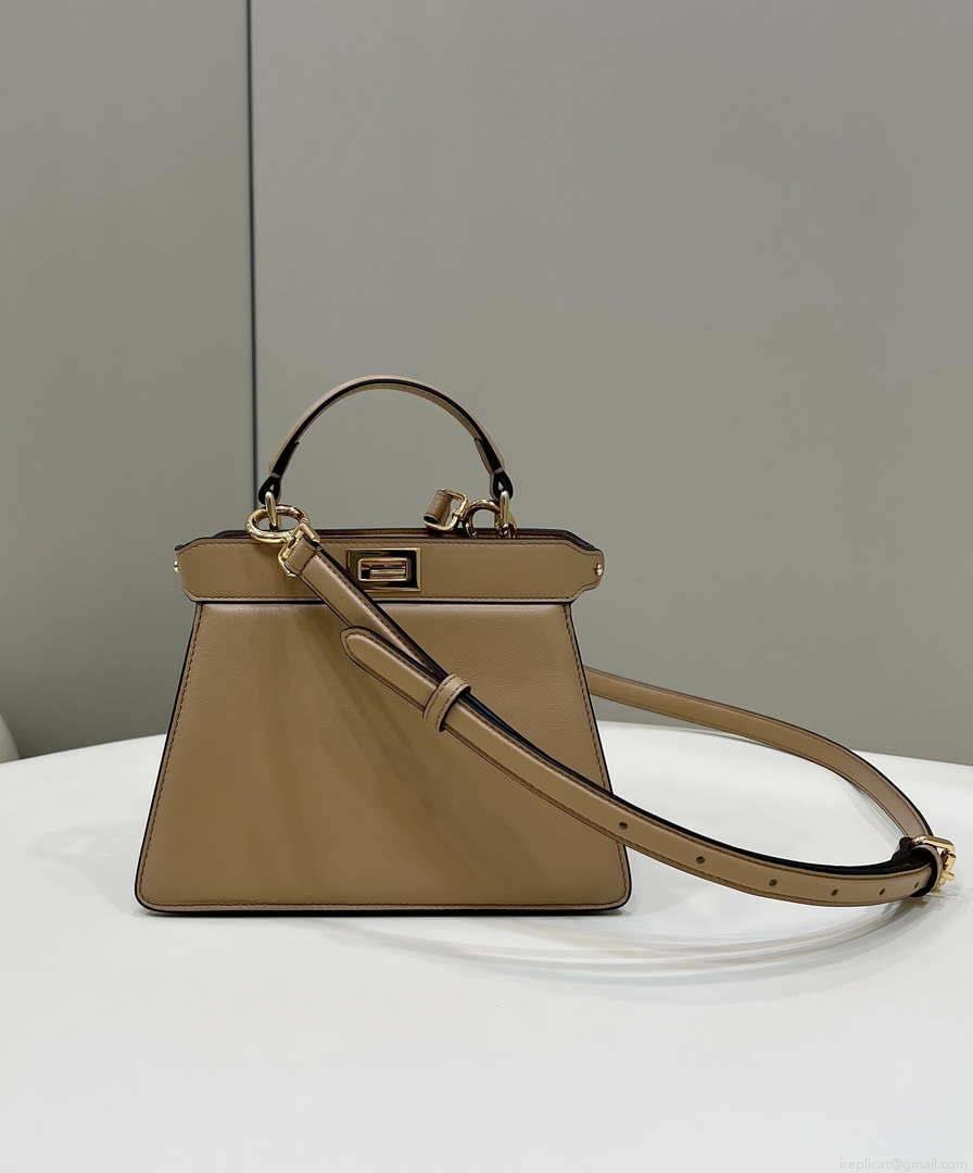 Fendi 8BN335 Peekaboo ISeeU Petite Apricot Padded Nappa Leather Bag