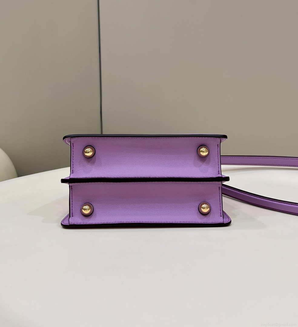 Fendi 8BN335 Peekaboo ISeeU Petite Purple Padded Nappa Leather Bag