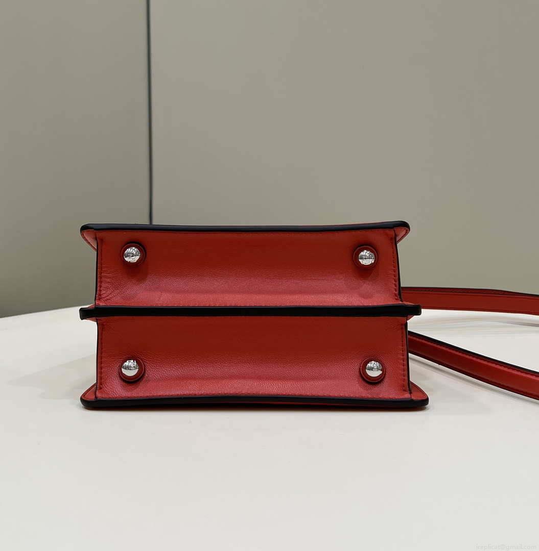 Fendi 8BN335 Peekaboo ISeeU Petite Red Padded Nappa Leather Bag