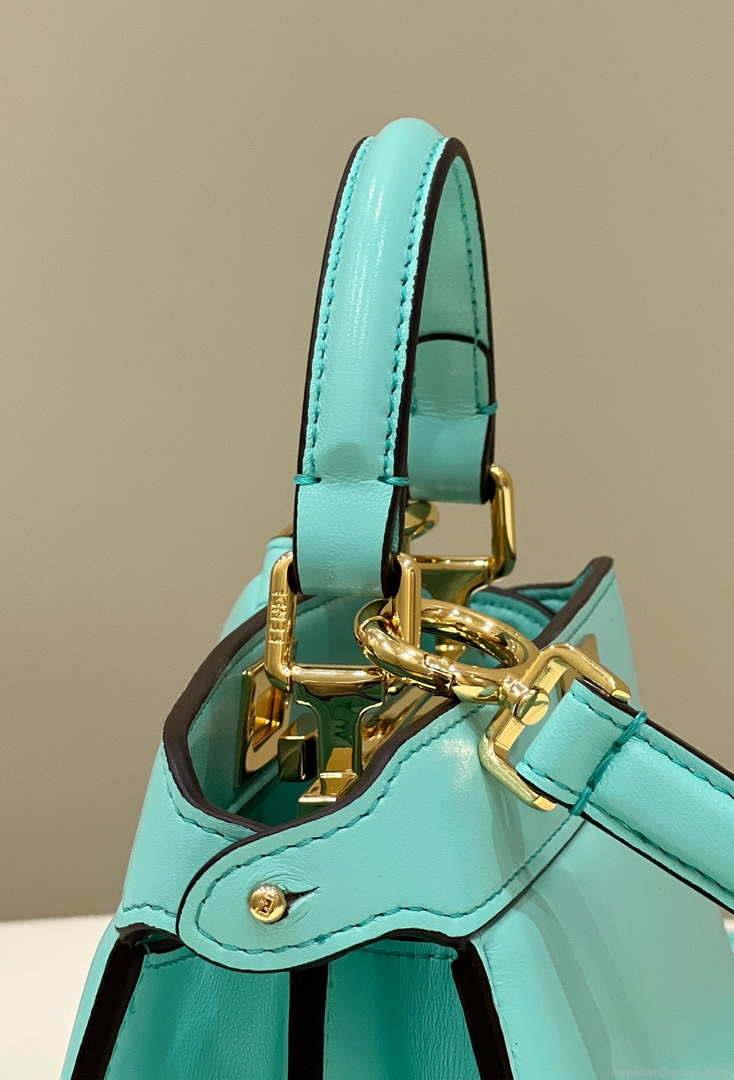 Fendi 8BN335 Peekaboo ISeeU Petite Lake Blue Padded Nappa Leather Bag