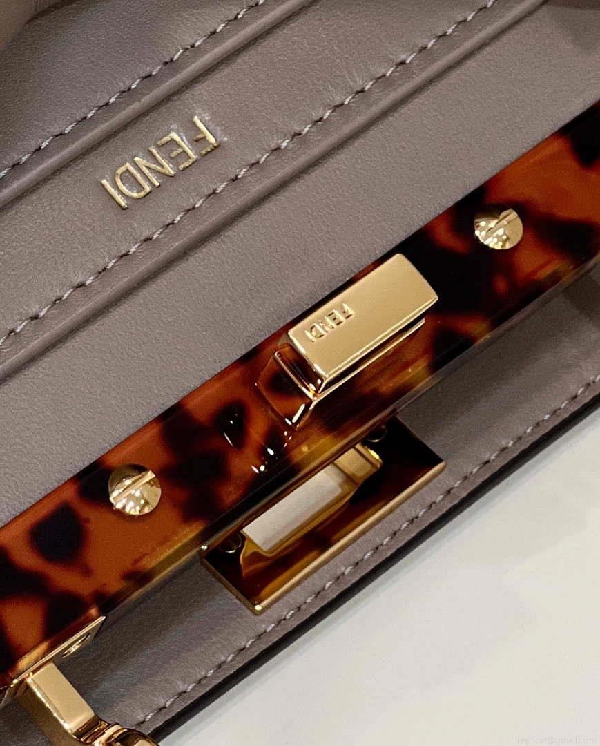 Fendi 8BN335 Peekaboo ISeeU Petite Milk Tea Padded Nappa Leather Bag