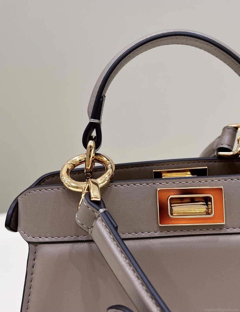 Fendi 8BN335 Peekaboo ISeeU Petite Milk Tea Padded Nappa Leather Bag