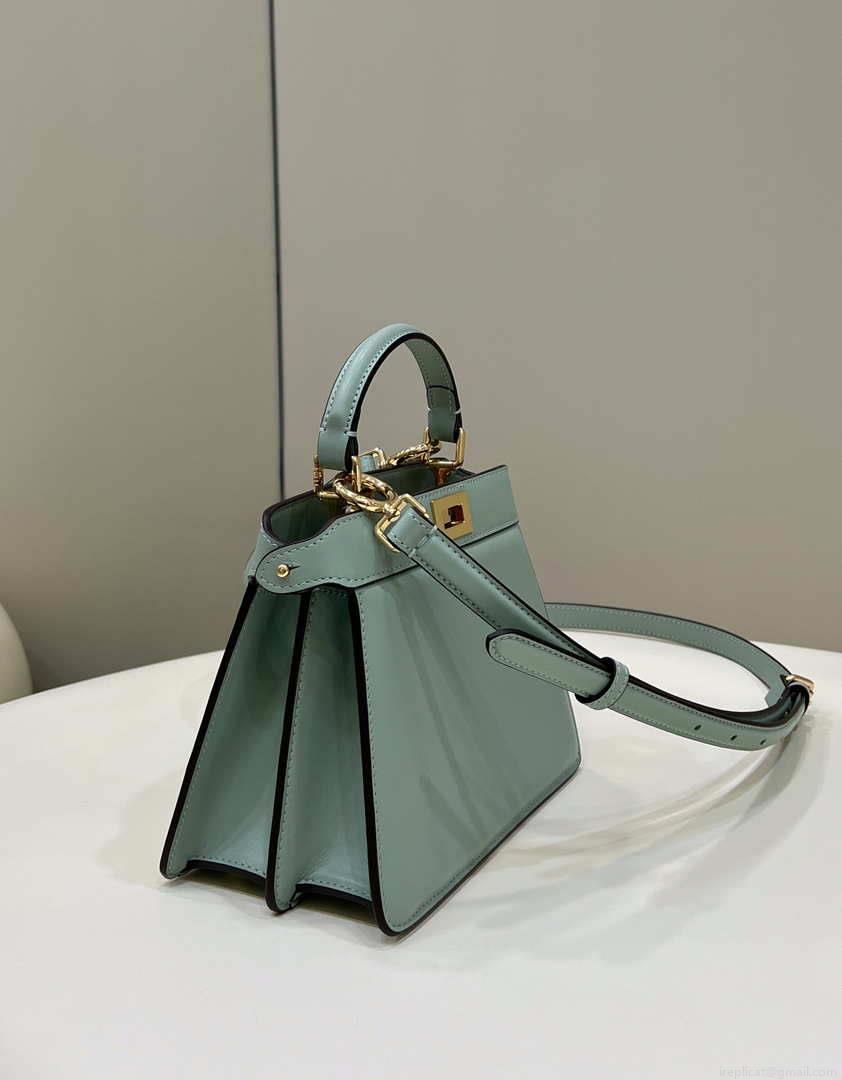 Fendi 8BN335 Peekaboo ISeeU Petite Turquoise Padded Nappa Leather Bag