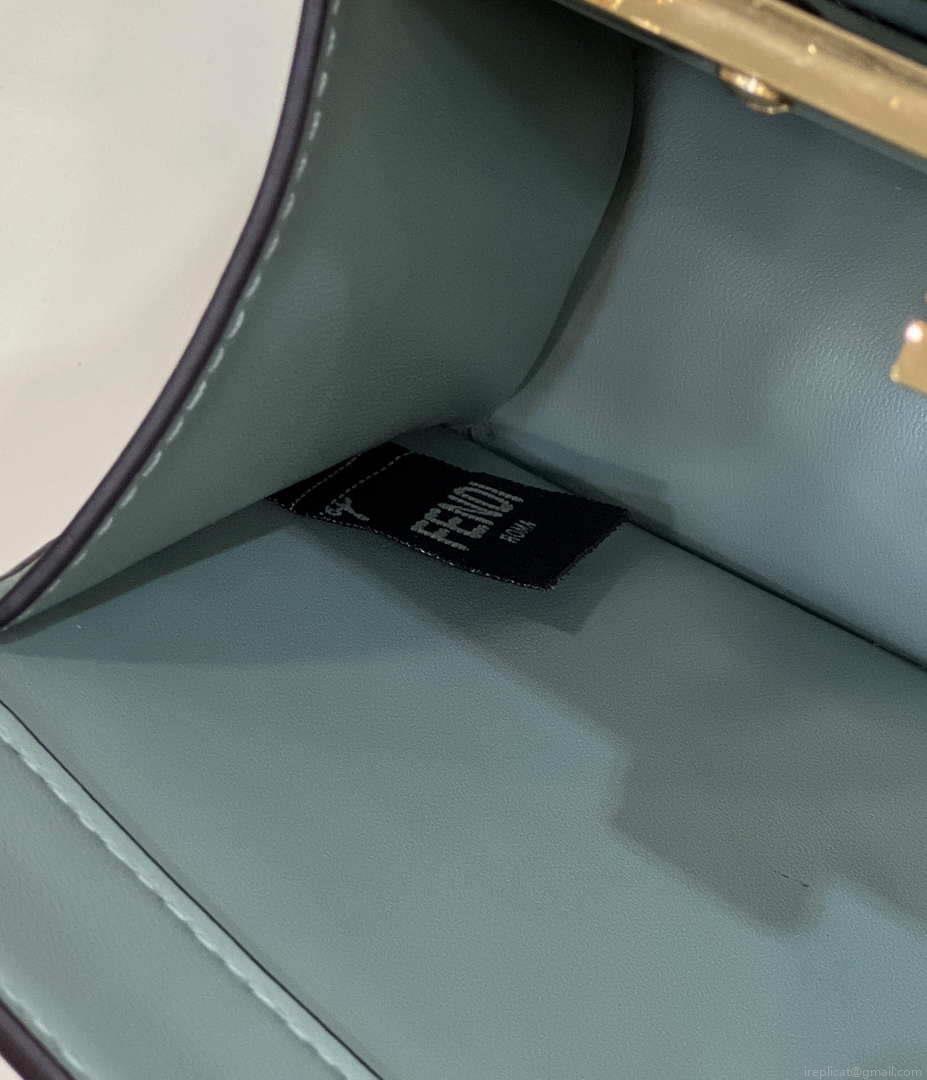 Fendi 8BN335 Peekaboo ISeeU Petite Turquoise Padded Nappa Leather Bag