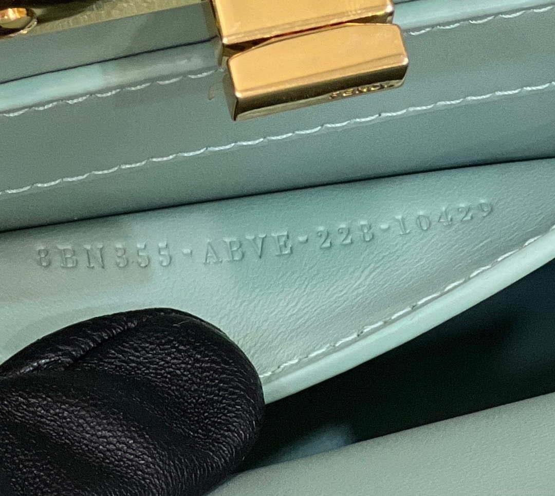 Fendi 8BN335 Peekaboo ISeeU Petite Turquoise Padded Nappa Leather Bag