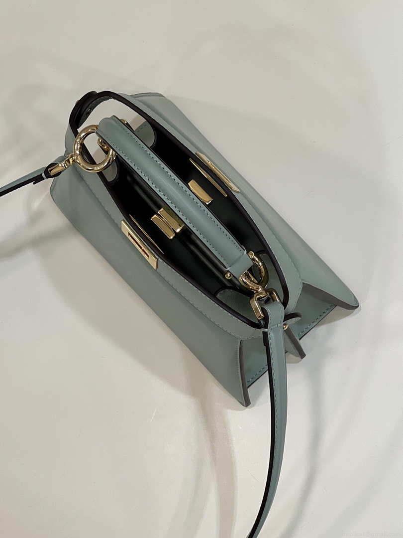 Fendi 8BN335 Peekaboo ISeeU Petite Turquoise Padded Nappa Leather Bag