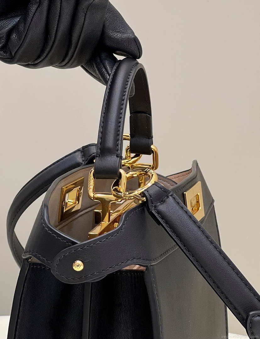 Fendi 8BN327 Peekaboo ISeeU Small Black leather bag