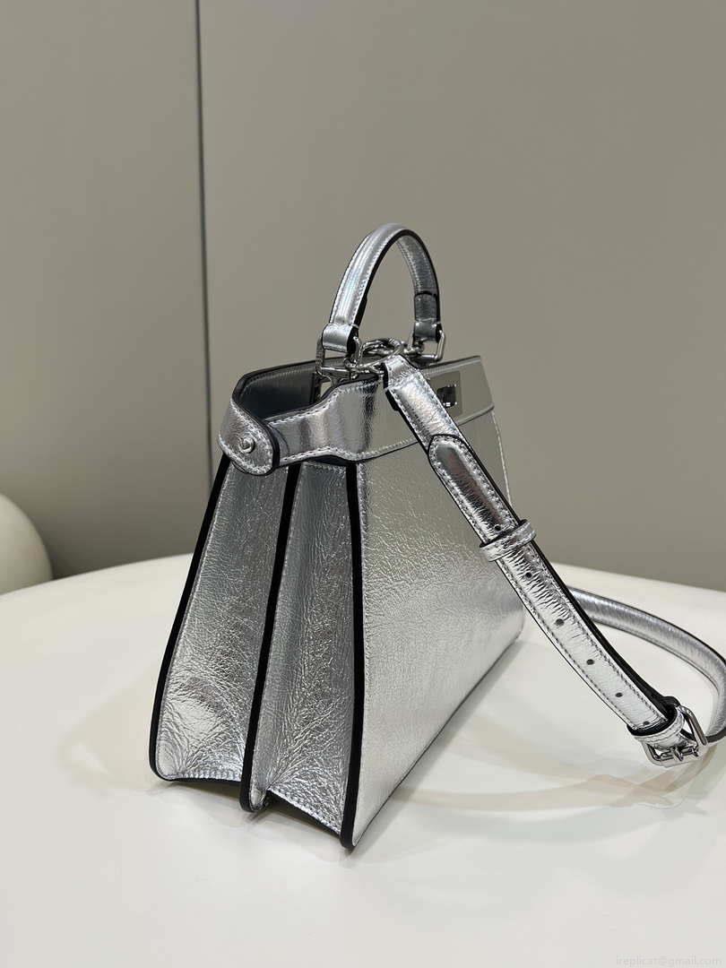 Fendi 8BN327 Peekaboo ISeeU Small Silver leather bag