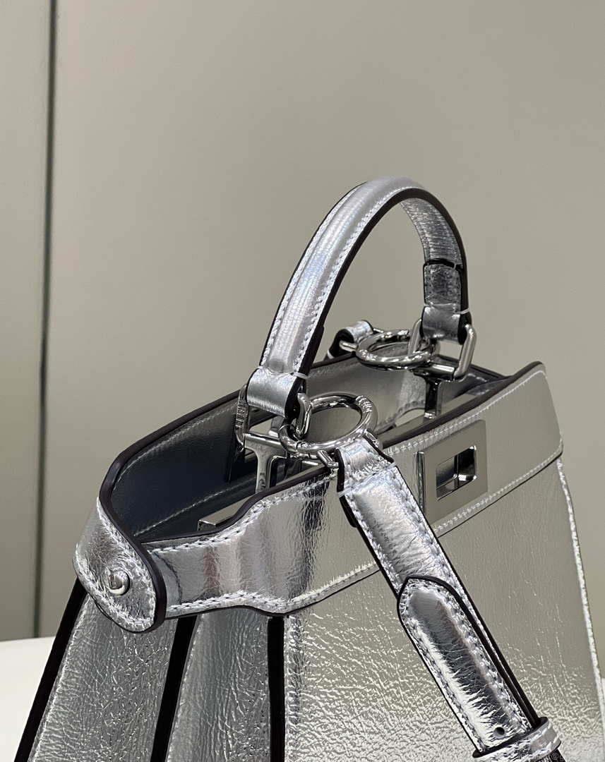Fendi 8BN327 Peekaboo ISeeU Small Silver leather bag