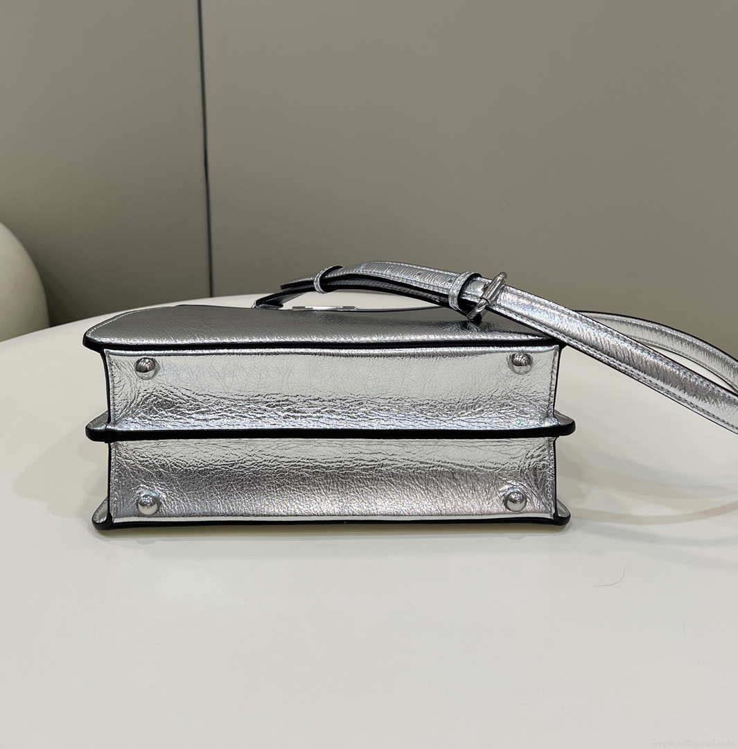 Fendi 8BN327 Peekaboo ISeeU Small Silver leather bag