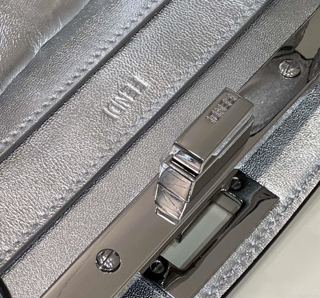 Fendi 8BN327 Peekaboo ISeeU Small Silver leather bag