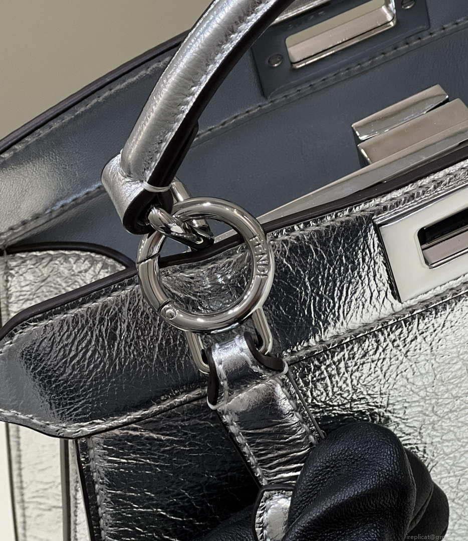 Fendi 8BN327 Peekaboo ISeeU Small Silver leather bag