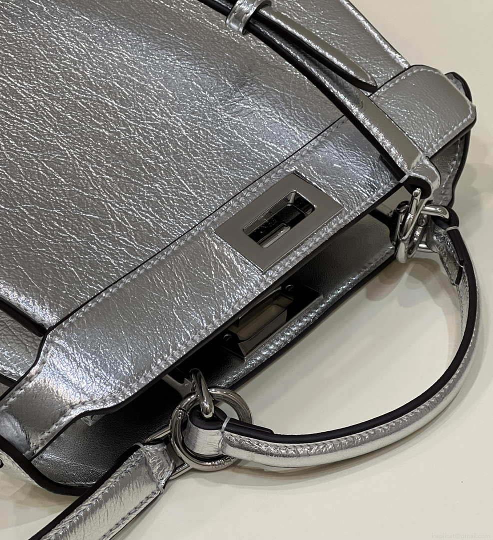Fendi 8BN327 Peekaboo ISeeU Small Silver leather bag
