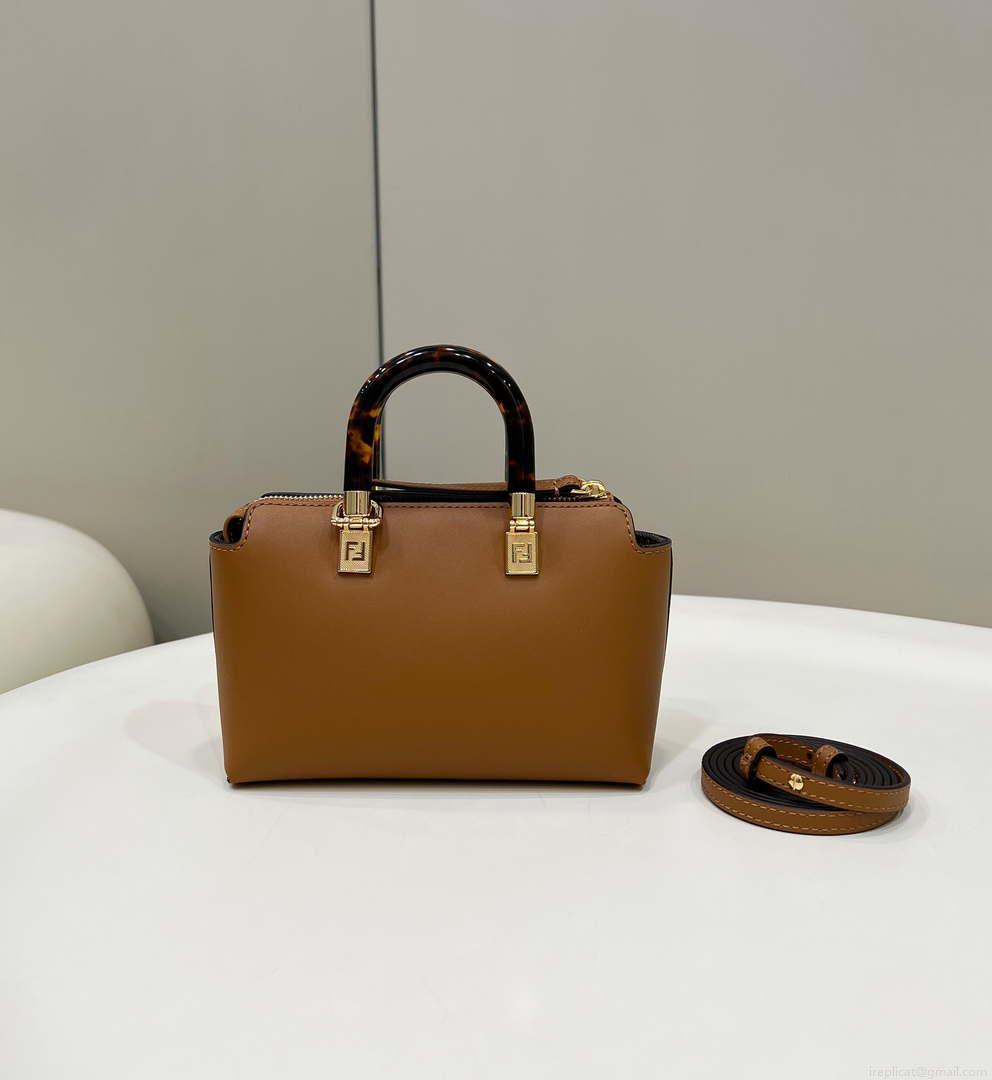 Fendi 8BS067 By The Way Mini Small Boston bag in mint Brown leather