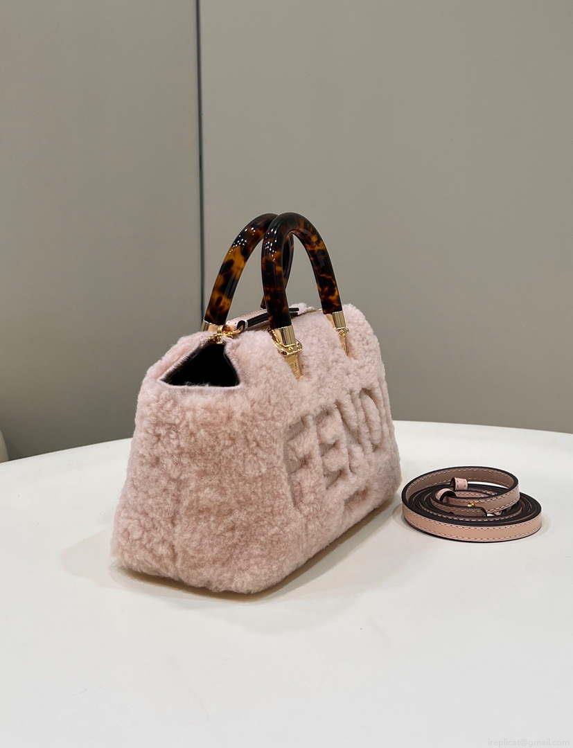 Fendi 8BS067 By The Way Mini Light Pink sheepskin small Boston bag