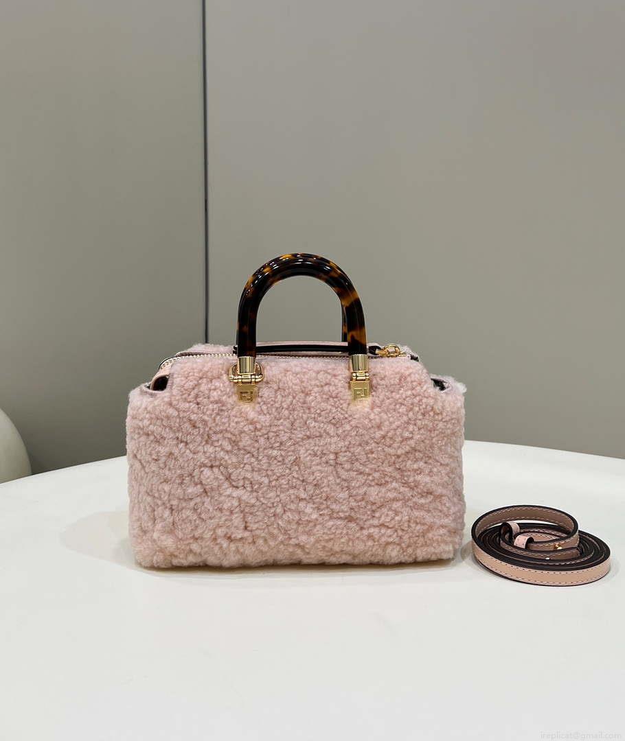 Fendi 8BS067 By The Way Mini Light Pink sheepskin small Boston bag
