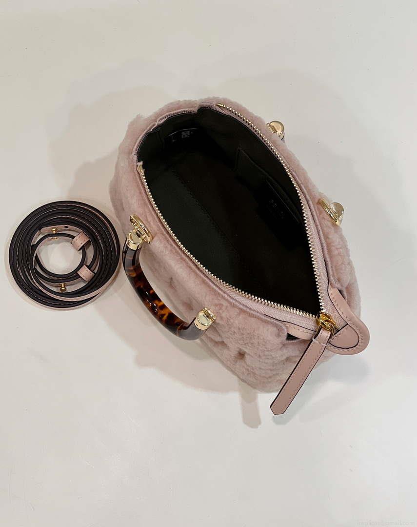 Fendi 8BS067 By The Way Mini Light Pink sheepskin small Boston bag