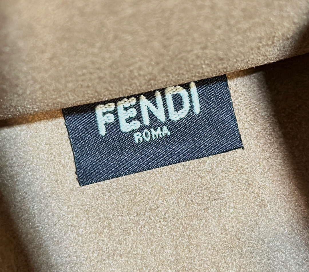 Fendi 8BH394 Fendi Sunshine Small Brown FF jacquard fabric shopper