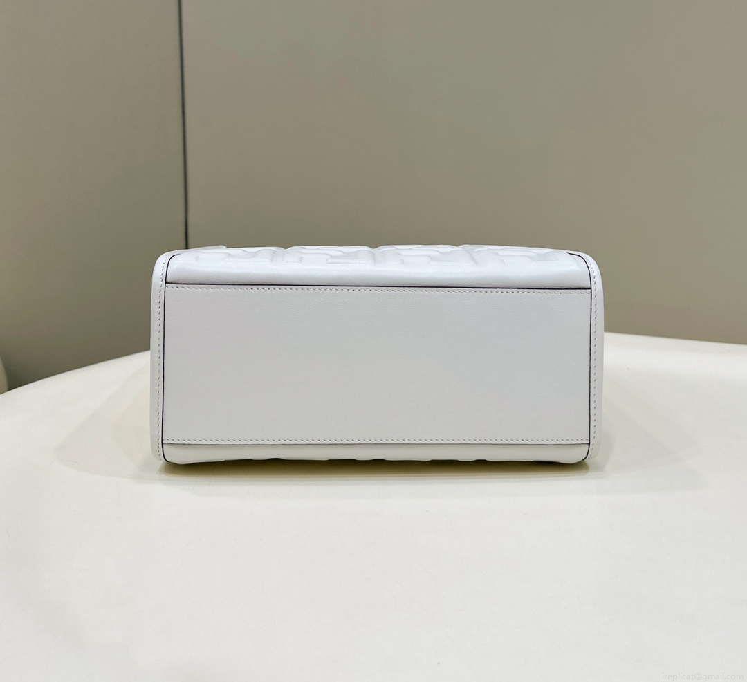 Fendi 8BH394 Fendi Sunshine Small White leather shopper Printer FF