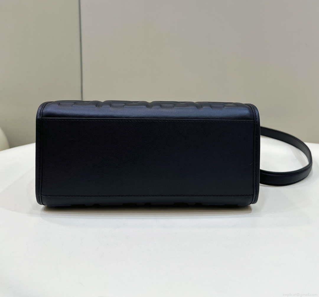Fendi 8BH394 Fendi Sunshine Small Black leather shopper Printer FF