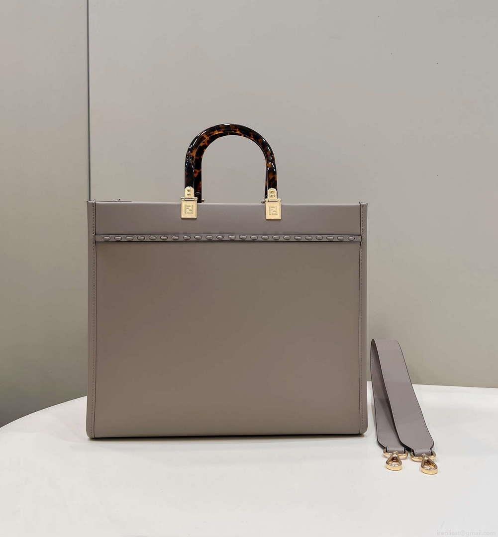 Fendi 8BH386 Sunshine Medium Tote Gray Leather and elaphe shopper bag