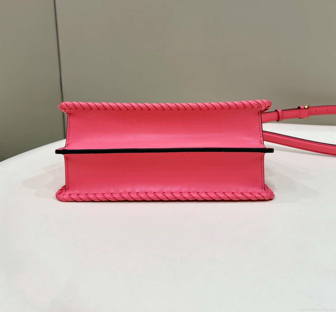 Fendi 8BN327 Peekaboo ISeeU Small Pink interlace leather bag 80138M