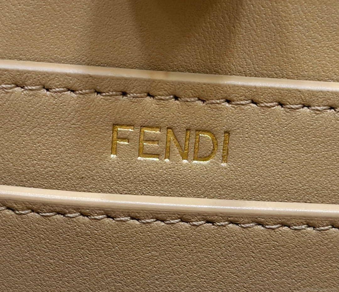 Fendi 8BN335 Peekaboo ISeeU Petite Apricot interlace leather bag 80138S
