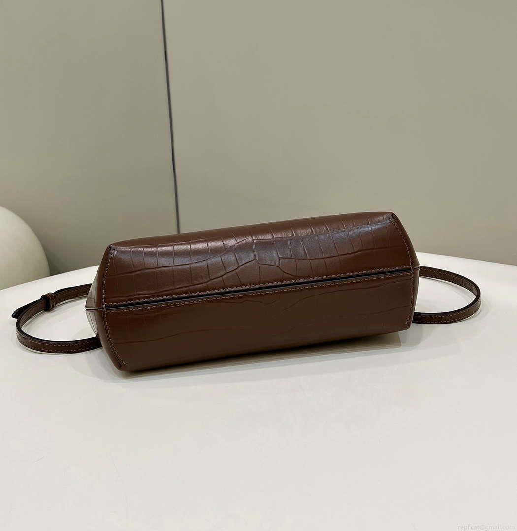 Fendi 8BP129 FENDI FIRST Small Brown Crocodile leather bag