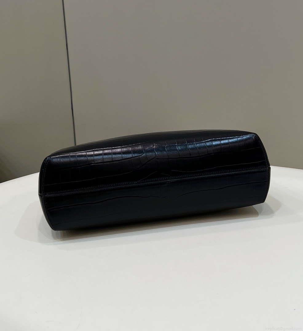 Fendi 8BP127 FENDI FIRST Medium Black Crocodile leather bag