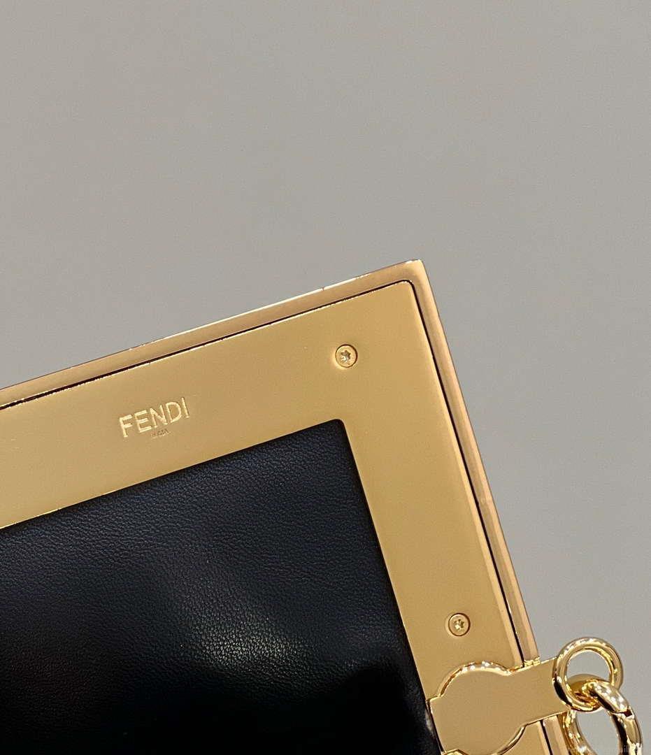 Fendi 8BP127 FENDI FIRST Medium Black Crocodile leather bag
