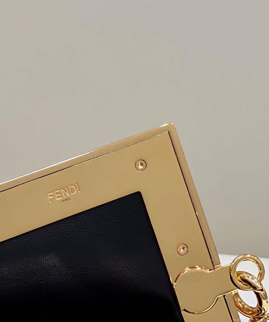 Fendi 8BP129 FENDI FIRST Small Black Crocodile leather bag