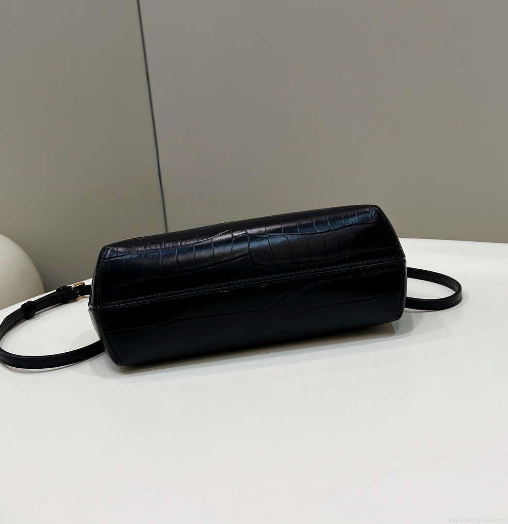 Fendi 8BP129 FENDI FIRST Small Black Crocodile leather bag