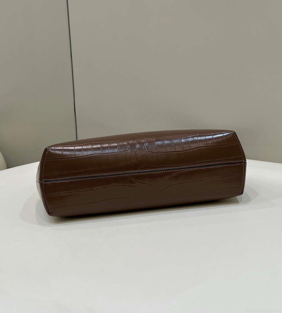 Fendi 8BP127 FENDI FIRST Medium Brown Crocodile leather bag