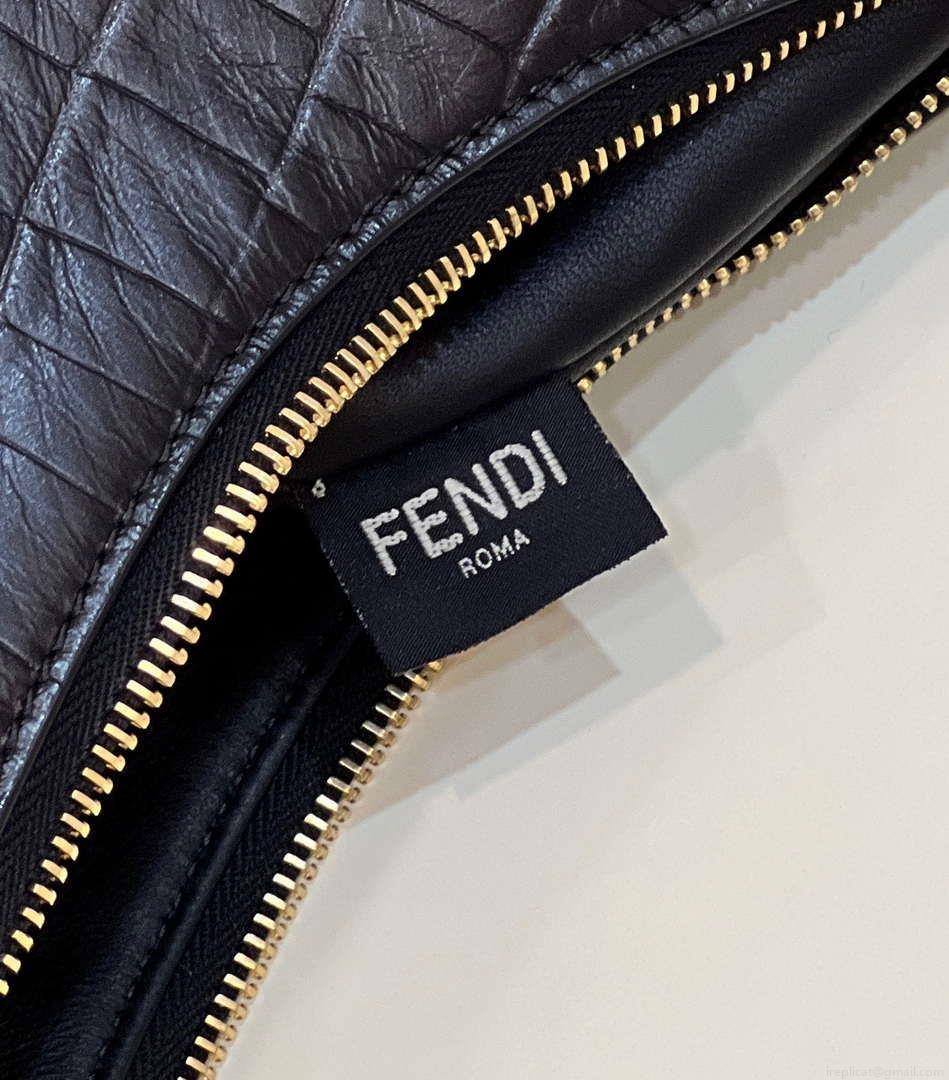 Fendi 8BR798 Fendigraphy Small Black Crocodile leather bag