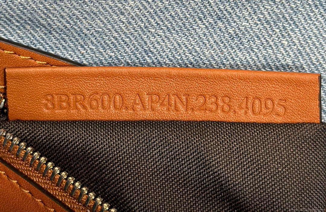 Fendi 8BR600 Baguette Medium Light blue denim bag with FF embroidery