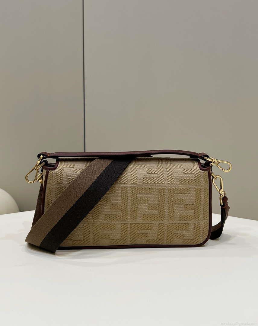 Fendi 8BR600 Baguette Medium Apricot bag with FF embroidery