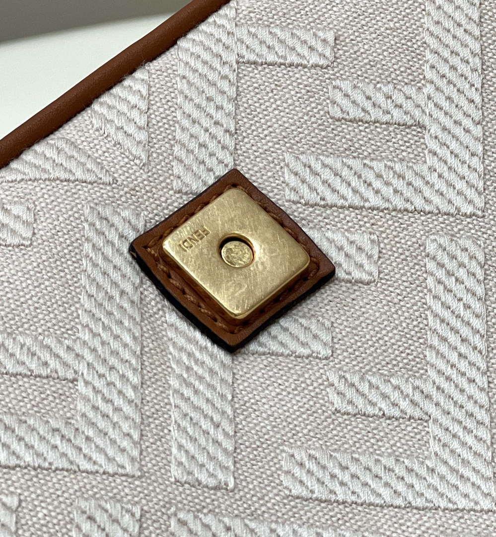 Fendi 8BR600 Baguette Medium bag with FF embroidery Beige 0159A