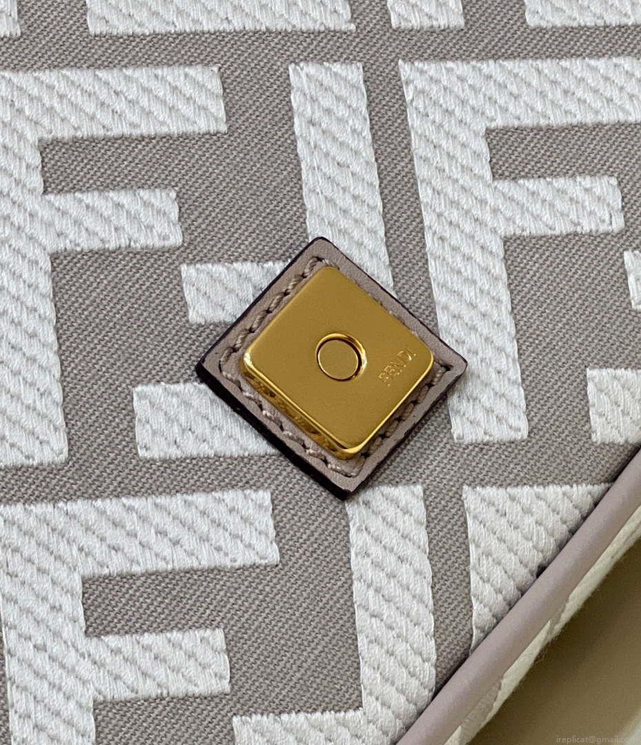 Fendi 8BR600 Baguette Medium bag with FF embroidery 0159AM Gray