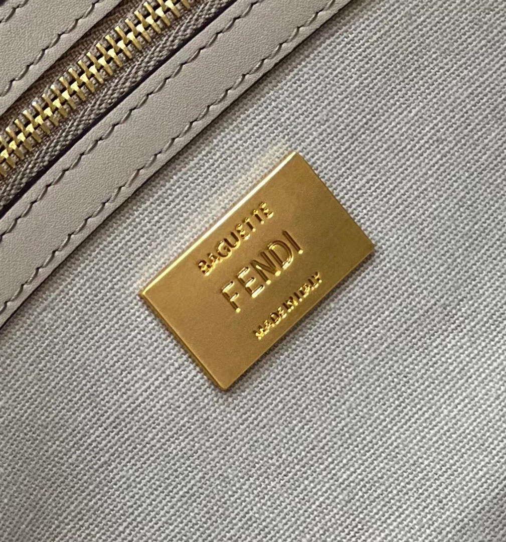 Fendi 8BR600 Baguette Medium bag with FF embroidery 0159AM Gray