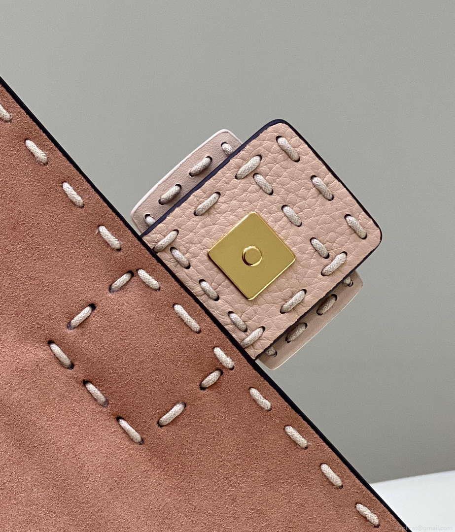 Fendi 8BR600 Baguette Medium Re-Edition bag in Pink lamé sheepskin