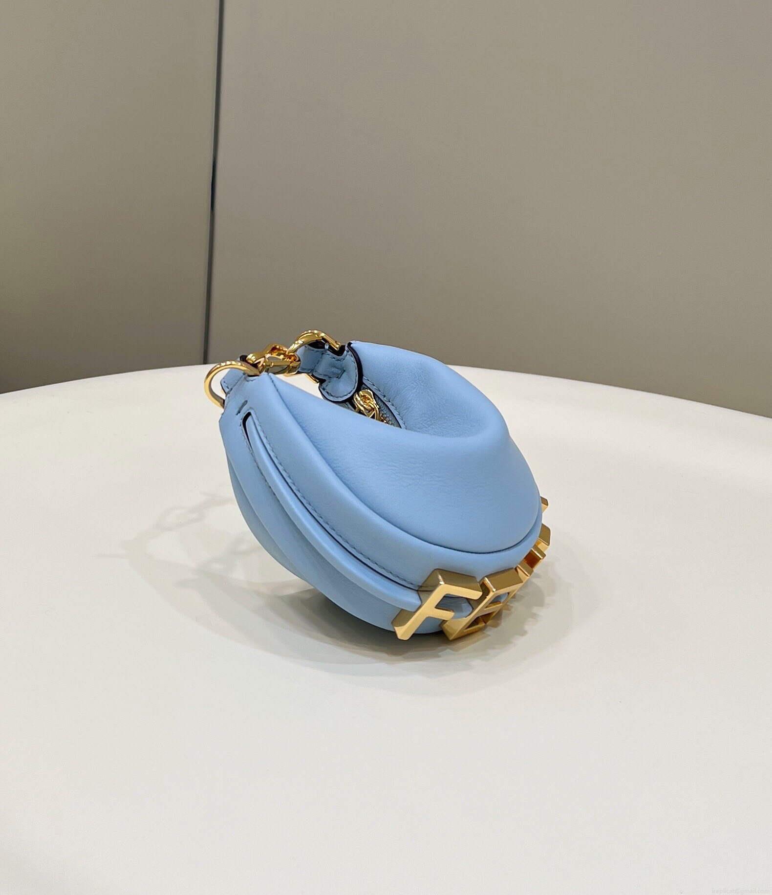 Fendi 7AS089 Nano Fendigraphy Light blue leather Charm 80056S
