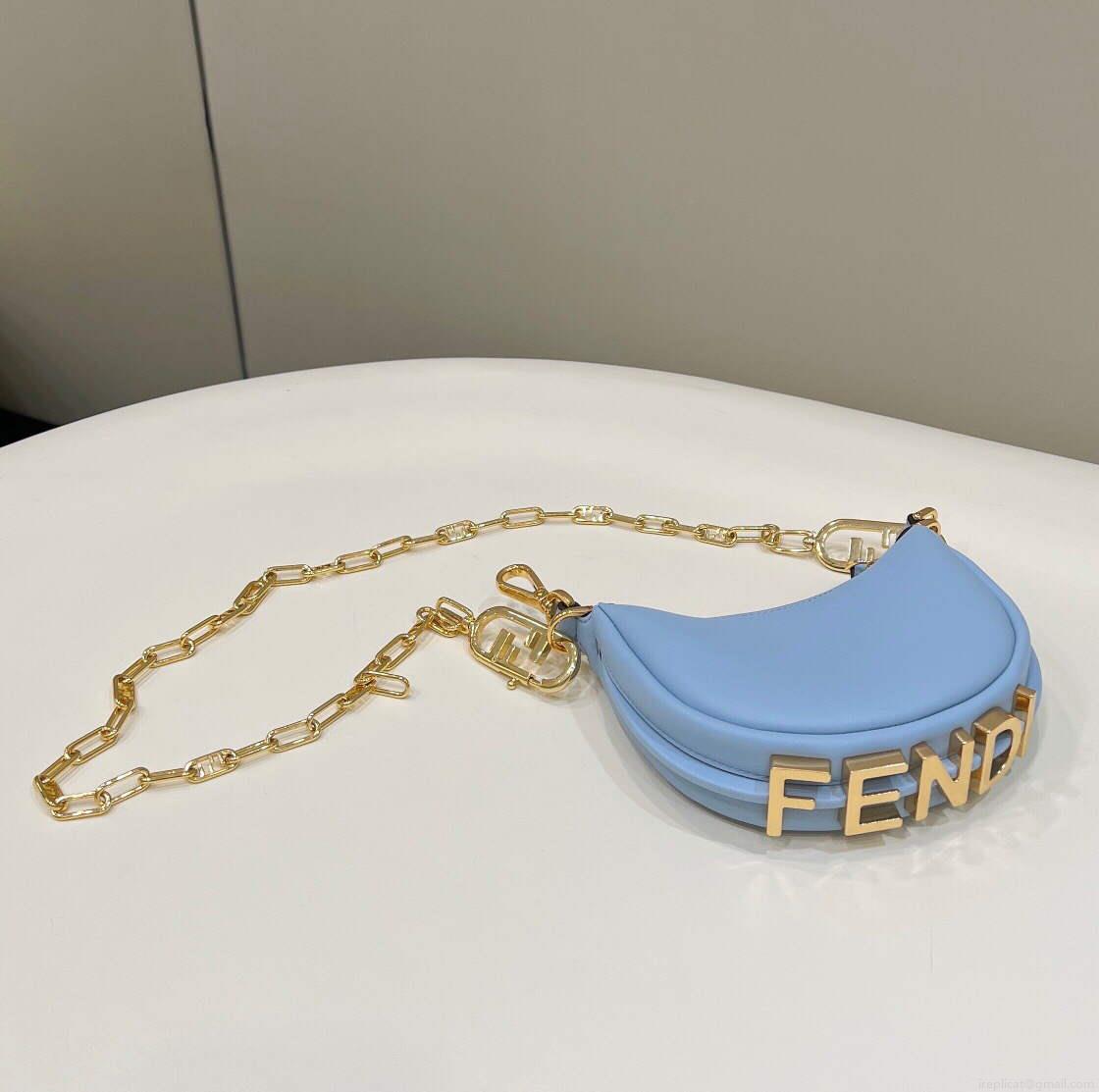 Fendi 7AS089 Nano Fendigraphy Light blue leather Charm 80056S