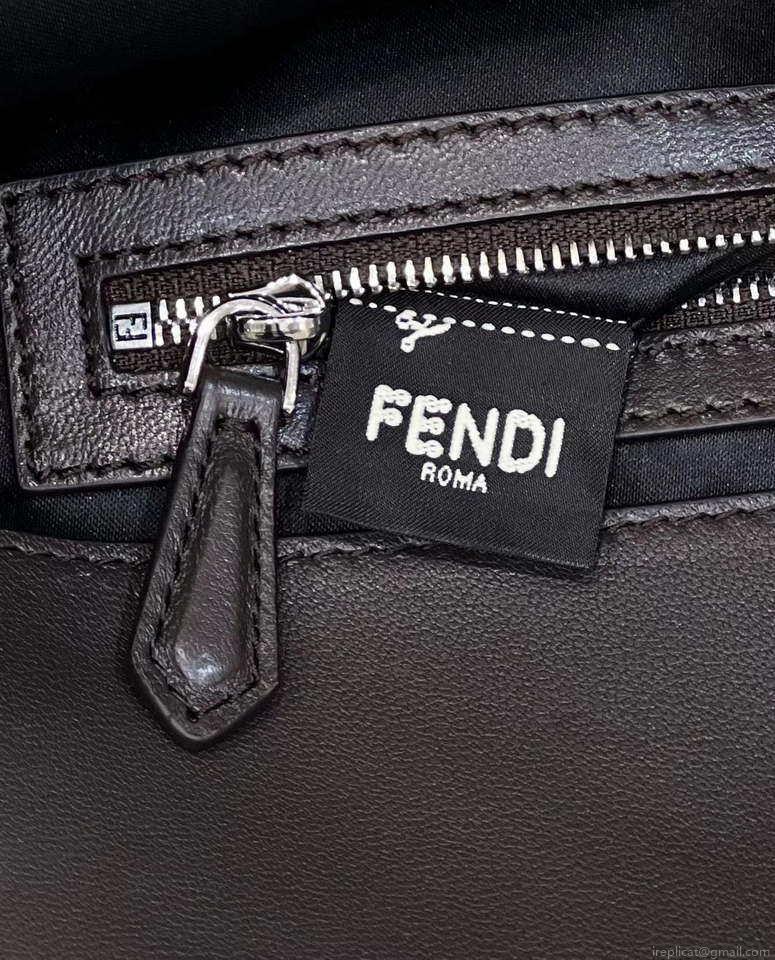 Fendi 8BR600 Medium Baguette Silver sequin and leather bag 8601